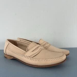 Pierre Cardin Cream Leather Slip-On Loafers Classic Dress Shoes